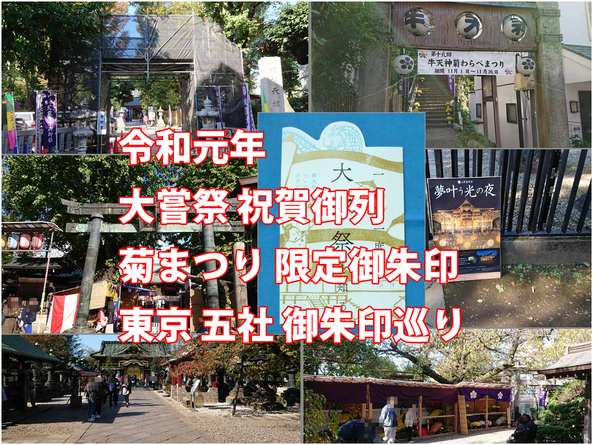 令和元年 大嘗祭 祝賀御列 菊まつり 限定御朱印 東京 五社 御朱印巡り 11月10日 ごけたブログ